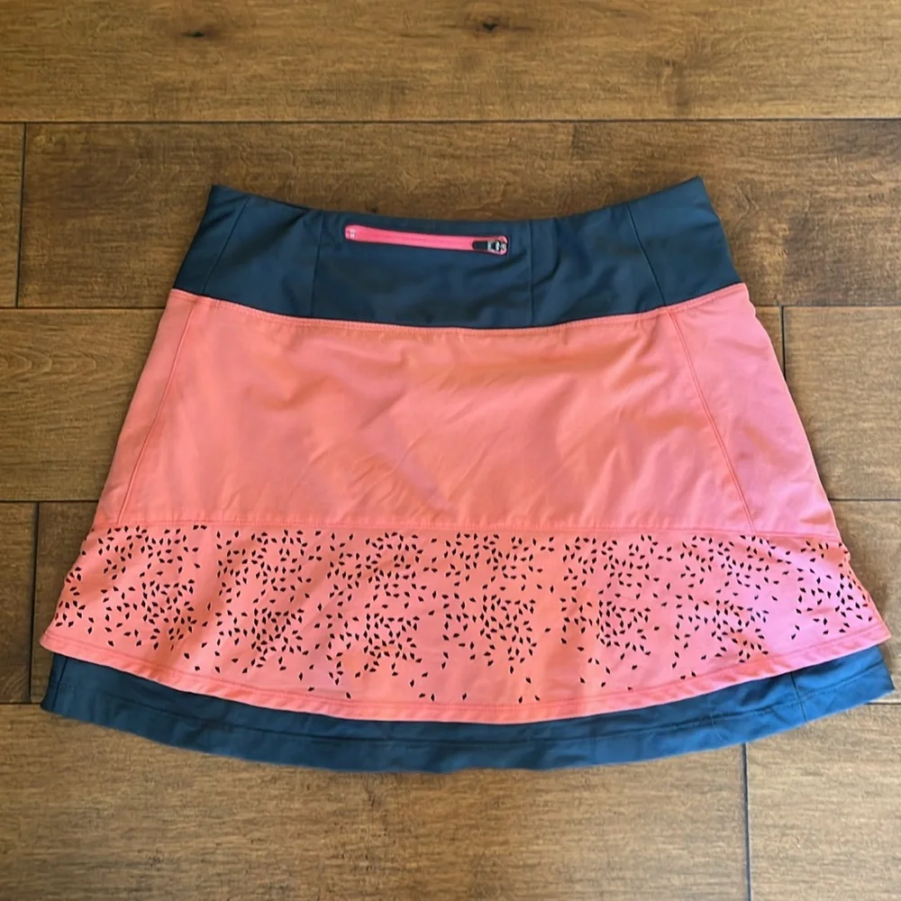 Title Nine Nimblene Peachy Coral Pink Skort Skirt Shorts XS